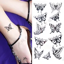 ผีเสื้อสีดำ BODY Art กันน้ำปลอมสักสำหรับผู้หญิงแฟลช TemporaryTattoo สติกเกอร์ 10*20 ซม.KD092(China)