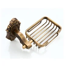 Gold antique soap rack European soap drainer holder creative wall hanging soap shelves toilet  bathroom organizer