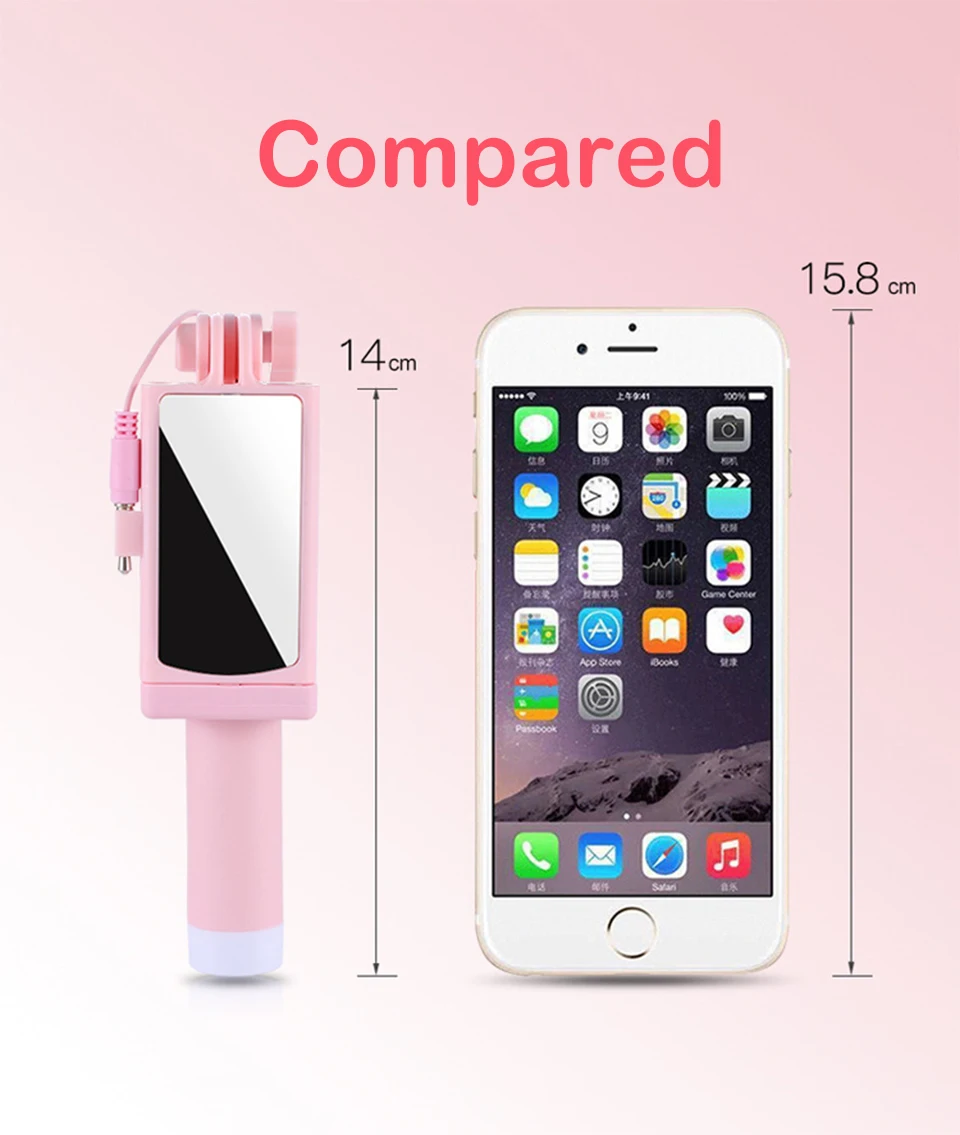 4 Color Mini Extendable Handheld Selfie Stick Stainless Steel Folding Wire Control Android Phone Handheld selfie sticks (6)