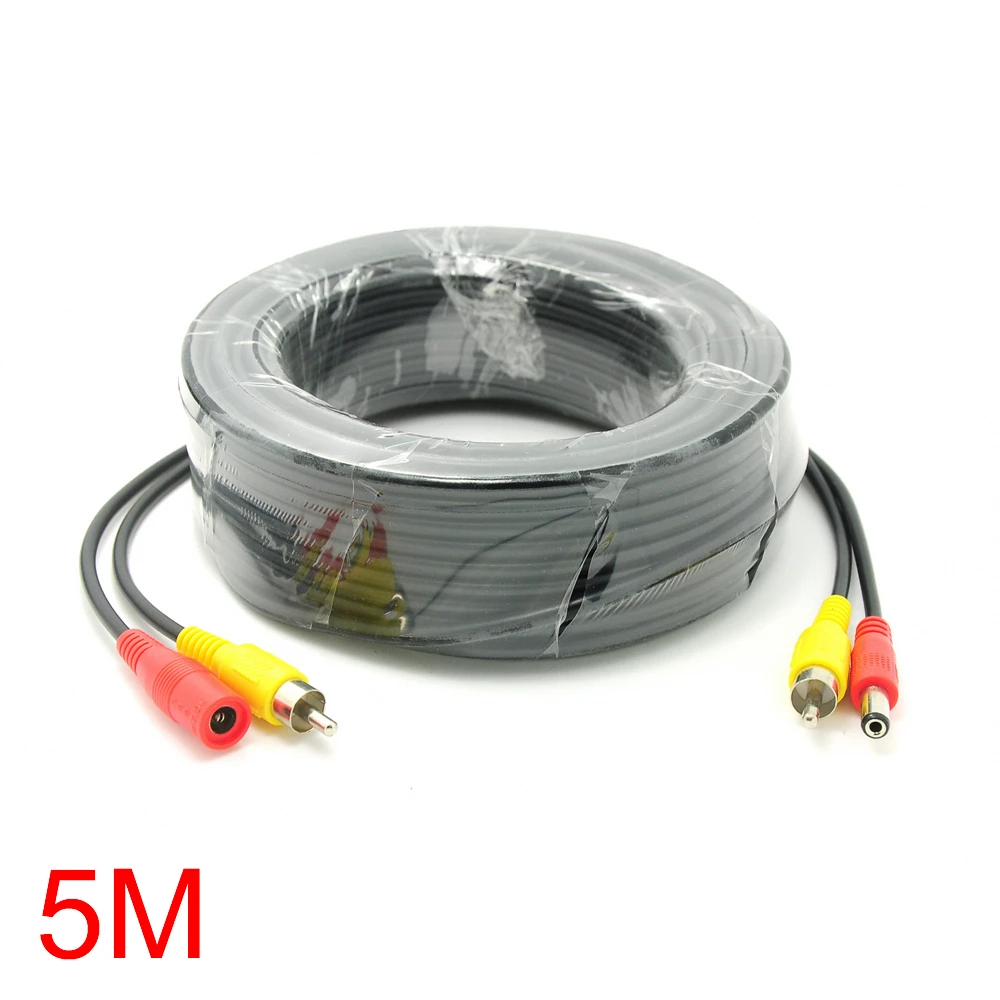 5M/16FT RCA DC Connector Power Audio Video Cable For CCTV Camera