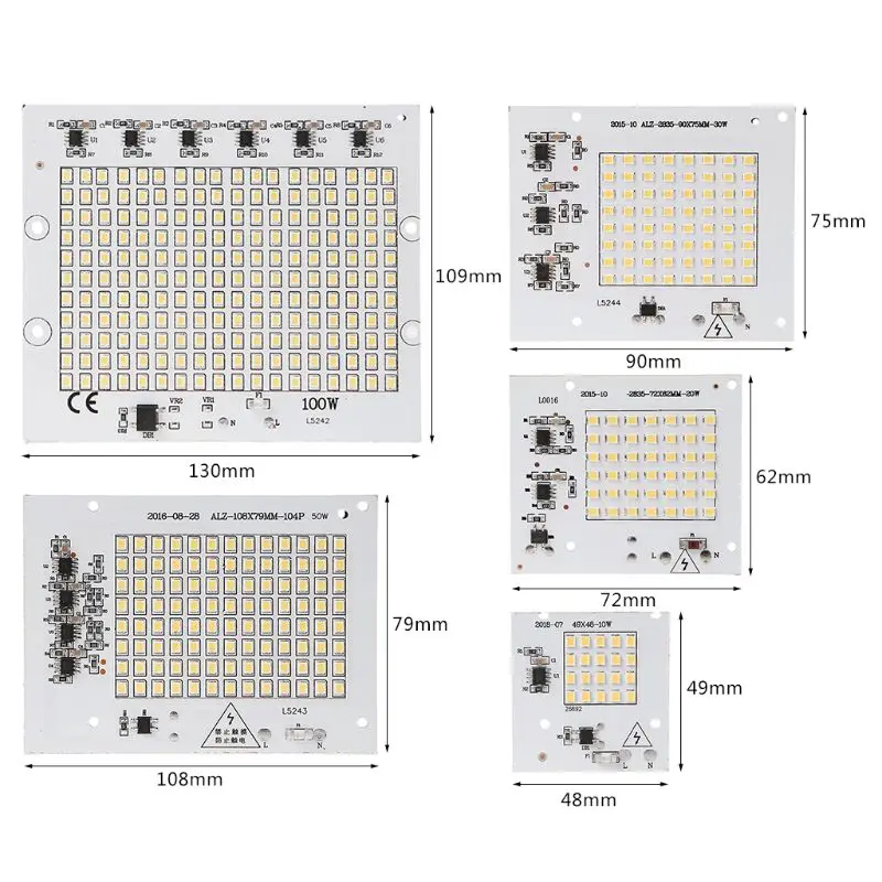 Светодиодные лампы SMD чип Smart IC AC 220-240 В 10 Вт 20 Вт 30 Вт 50 Вт 100 вт DIY для наружного прожектора сада холодный белый теплый белый