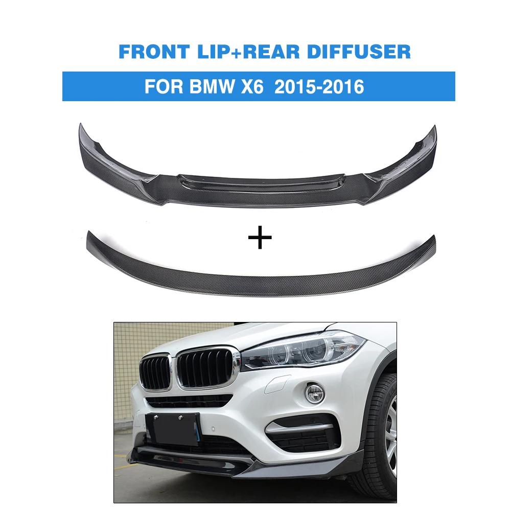 2PCS/Set Carbon Fiber Front Lip Bumper Lip Splitters Rear Trunk Spoiler
