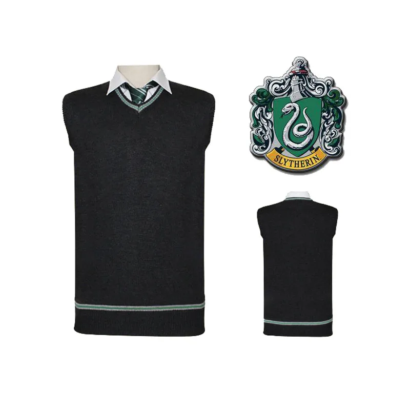 Pаспродажа Свитер Gryffindor Slytherin Ravenclaw Hufflepuff, жилет для костюмированной вечеринки, жилет с значком, топ для взрослых мужчин, женщин, мальчиков и девочек, ве...