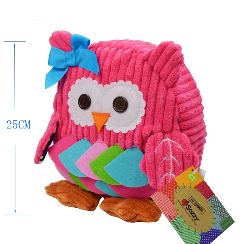Детский мультяшный плюшевый рюкзак сумка для хранения продуктов питания/Портативный рюкзак в форме животных Сова Обезьяна и лягушка для сумка для школы и детского сада для пикника - Цвет: Pink owl