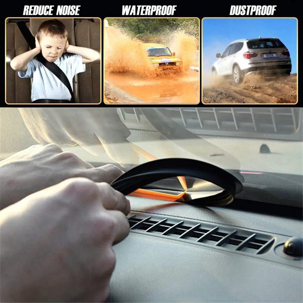 1.6m Car Accessories Windshield Carbon Center Console Easy Apply Sealing Strip Sound Insulation Edge U Shape Dashboard