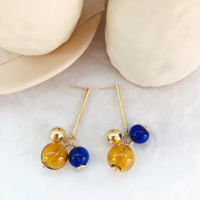 Cos Store Original Fantasy Caramel Color Glass Ball Dangle Earrings For Women 2019 Charming Dreamlike Bubble Drop Earrings Femme white bubble coat