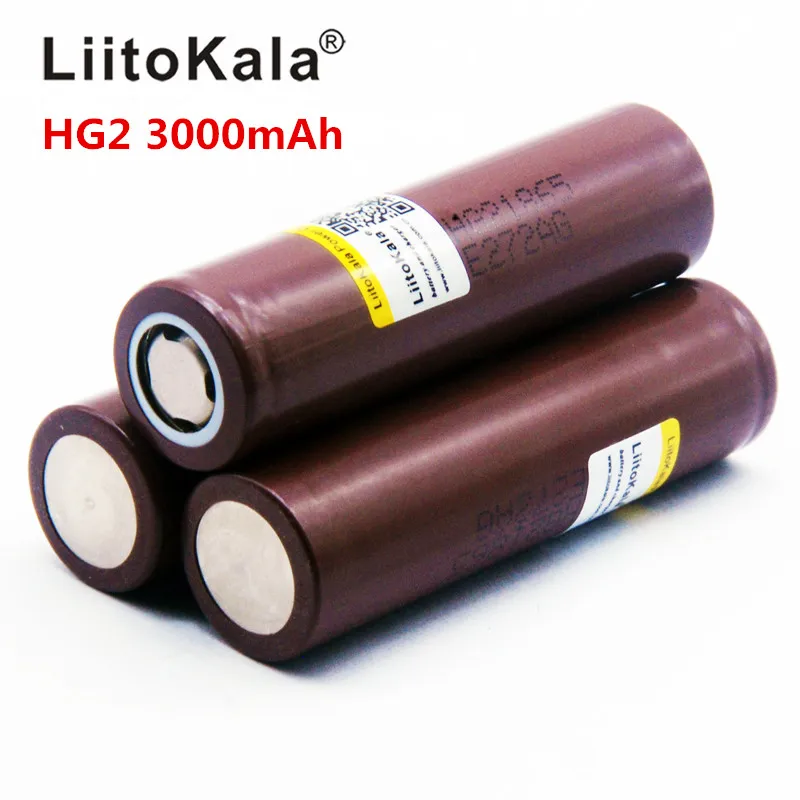 LiitoKala для HG2 18650 18650 3000 mah батареи для электронных сигарет, перезаряжаемая Высокая мощность разряда, 30A большой ток