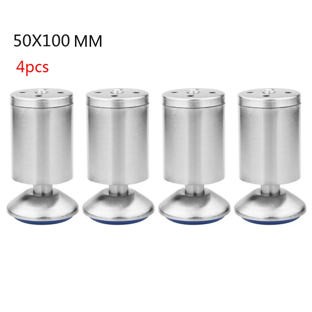

4Pcs/set Height Adjustable Furniture Legs Feet Silver Stainless Steel Table Bed Sofa Level Feet Cabinet Legs