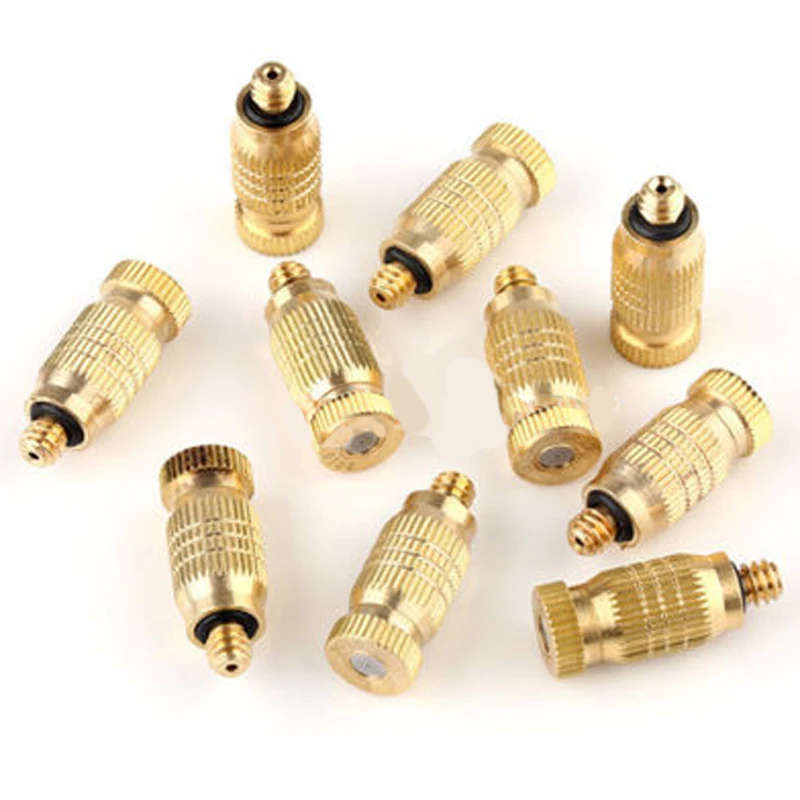 

New 10Pcs Brass Threaded Fog Mist Nozzle Misting Fogging Spray Sprinkler Head