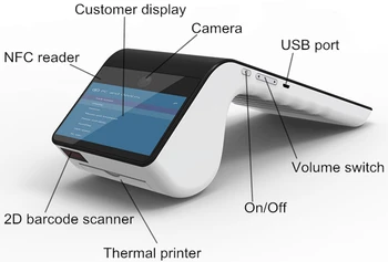 

PT7003 multifunctional android pos device bluetooth wifi 4g with nfc/2d barcode scanner/card reader/thermal printer