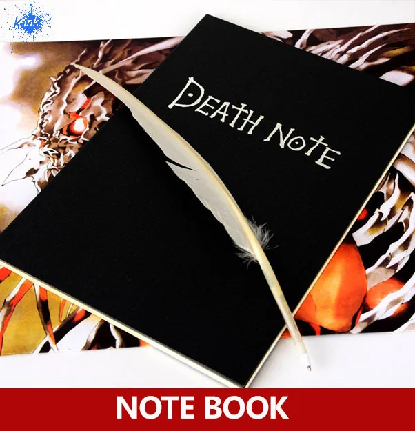 

Hot Sale Death Note Notebook with Feather Pen , Japanese cartoon notebook for diary / daily memo