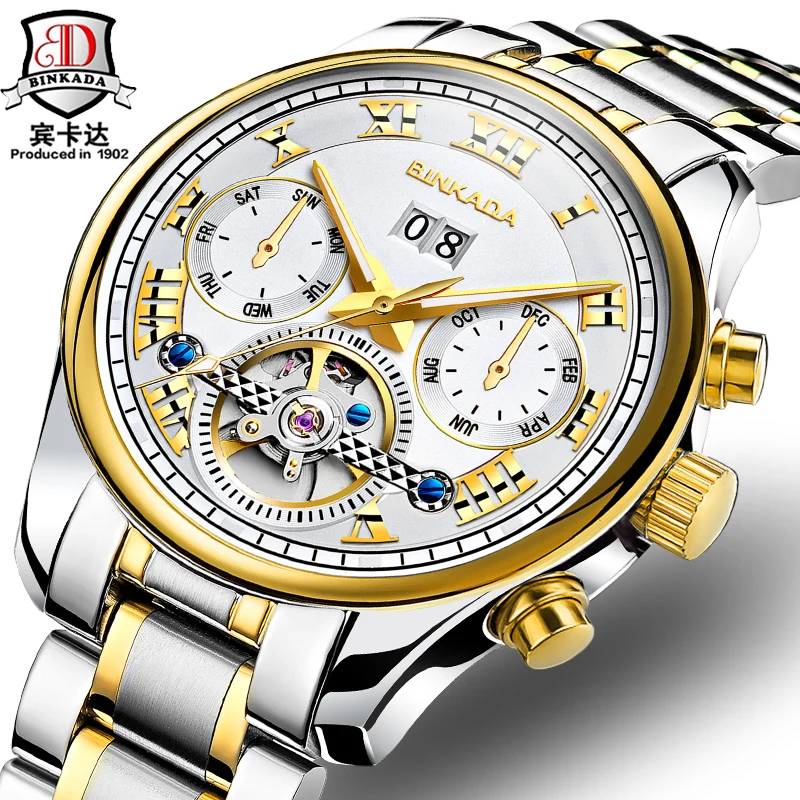 

Watches Men Top Brand Luxury BINKADA Automatic Mechanical Watch Waterproof Luminous Commerce Retro Wristwatch relogio Watches
