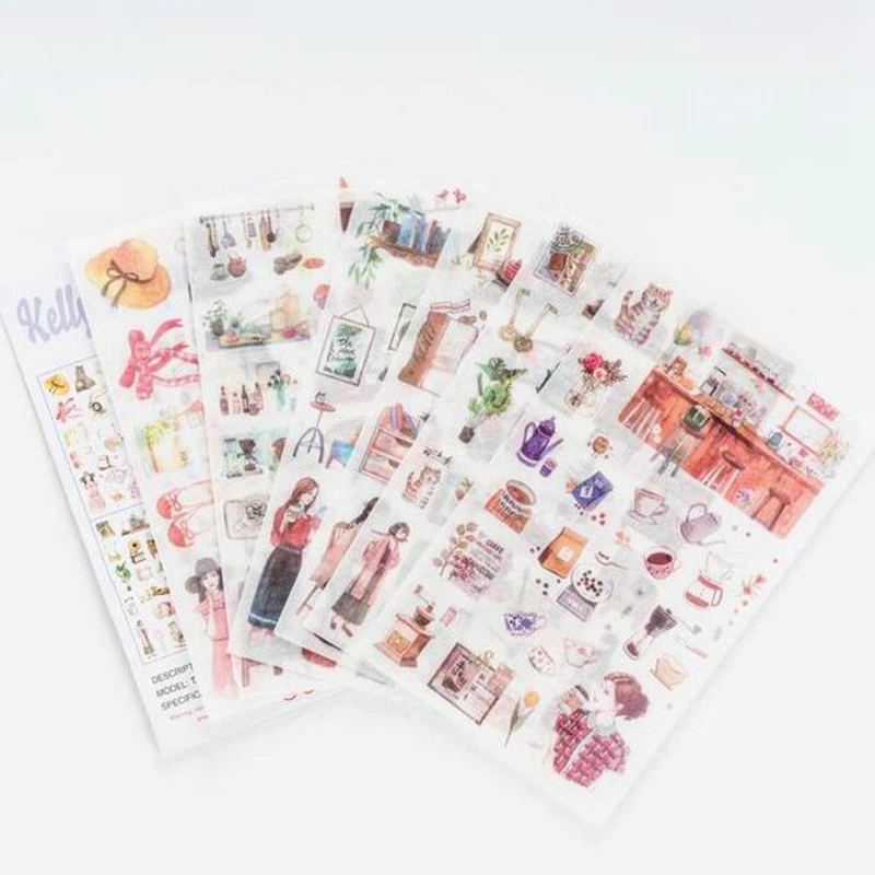 6 Sheet/lot Girls Furniture Party Decorative Stationery Stickers Scrapbooking DIY Diary Album Stick Lable Escolar Stationery