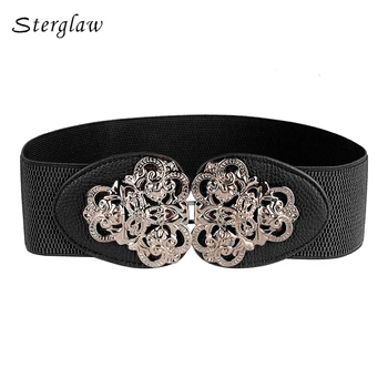 

Hot New Fashion Lady Palace Elastic Belt For Women's Sweatshirt Dress 2020 High Quality Brass Buckles Straps Female Wide C110