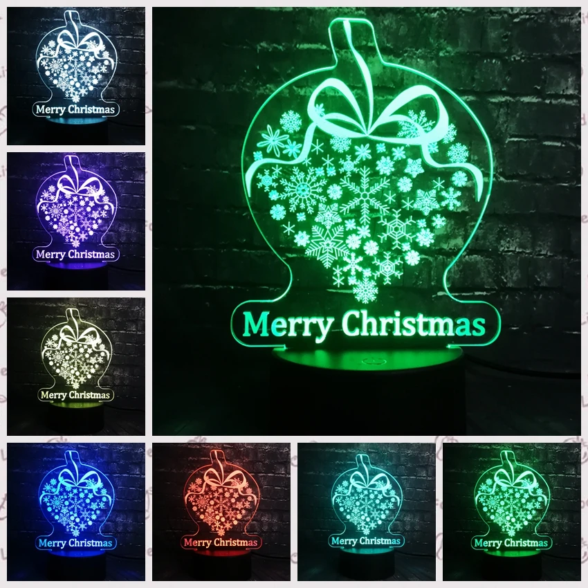 Веселая Рождественская елка оленя украшение для дома 3D USB светодиодный светильник изменение цвета ночник RGB База ребенок сон Иллюзия эффект