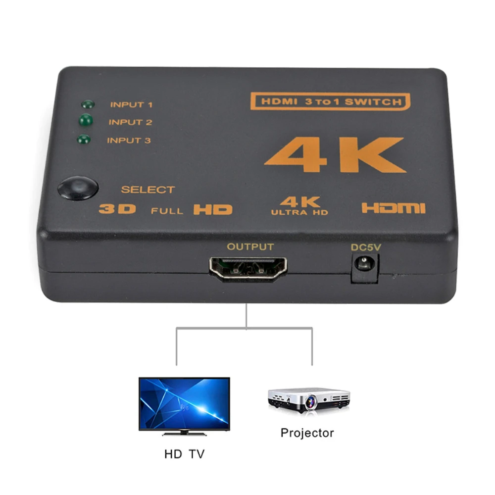 Antoksky мини-Коммутатор HDMI 4K HD1080P 3 5 переключатель порта hdmi селектор сплиттер+ концентратор ИК пульт дистанционного управления для HD tv DVD tv BOX Z2