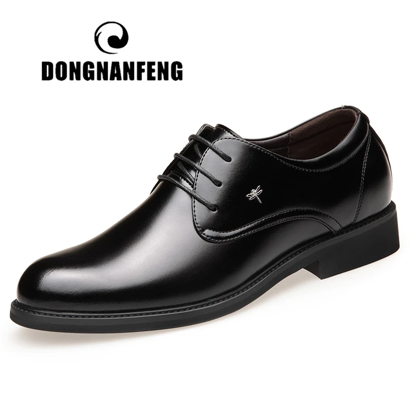 

DONGNANFENG Men Male Cow Genuine Leather Shoes Flats Business Casual British Lace Up Spring Winter Fur Plush Size 44 45 JM-1177