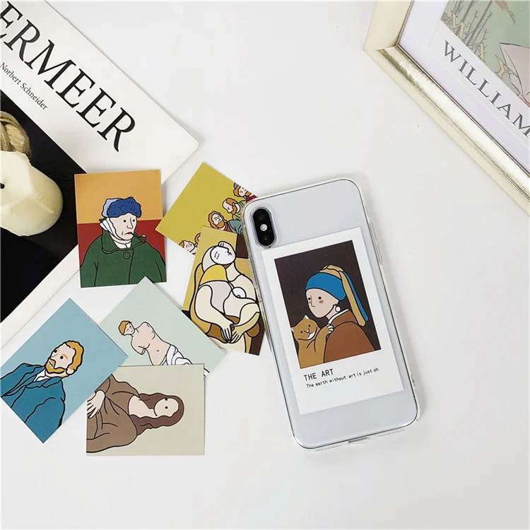 Oil painting card clear TPU phone Cases For iphone XS Max X XR XS for iphone 6 6s 7 8 plus Photo frame case back cover