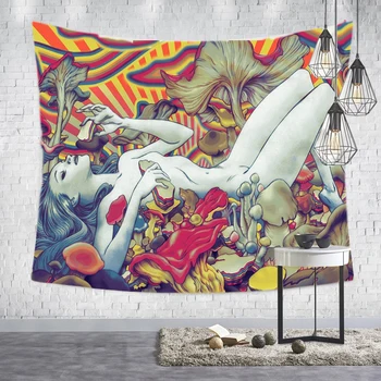 

Loartee Psychedelic Scene Sexy Woman Secret Jungle Tapestry Home Wall Decor Corridor Bedroom Living Room Wall Hanging Rug Shawl