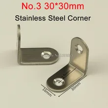 HOT 500 PCS Canto Cinta de Aço Inoxidável 30*30mm 90 Graus de Ângulo Direito Suporte de acessórios para Móveis de Metal quadro placa de suporte de prateleira