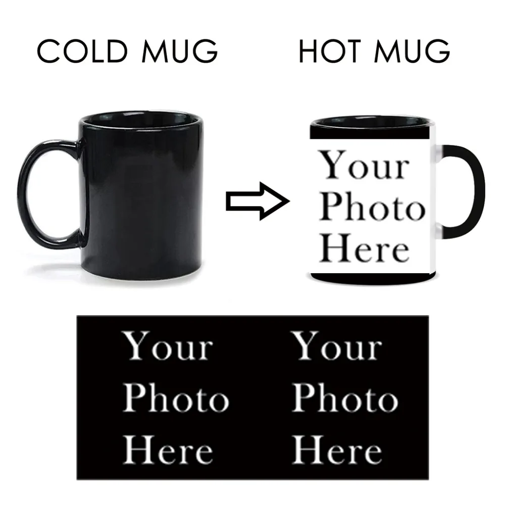 Customized Hot Cold Water Heat Activated Mugs Coffee Tea Color Change