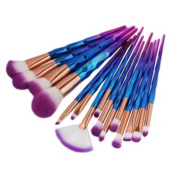 

15PCS Makeup Brushes Set RoseGold Professional Foundation Blusher Powder Brush Tools Flat Eyeliner Eyebrow Makeup Brush Kit