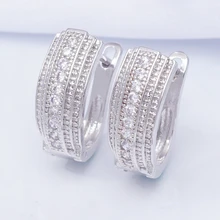 Earings Wedding Party Hoop Earrings for Women White Gold Filled Micro Pave Cubic Zirconia Fashion Jewelry Gift Dropshipping