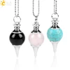 CSJA-pendentifs de Yoga, pierres précieuses rondes naturelles, Aventurine vertes, Onyx Lapis-Lazuli, Quartz rose, Reiki E564 ► Photo 1/6