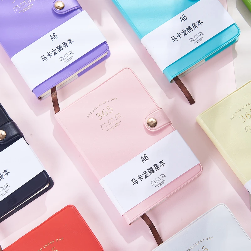 

Macarons leather hardcover A6 school student notebooks cute candy kids composition notebook with rule sheets stationery thick