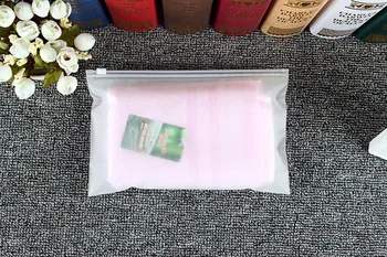 

50pcs/lot-24*15cm 20 Silk Small Size Frosted PE Plastic Zipper Bag Socks Towel Silk Scarves Storage Bag