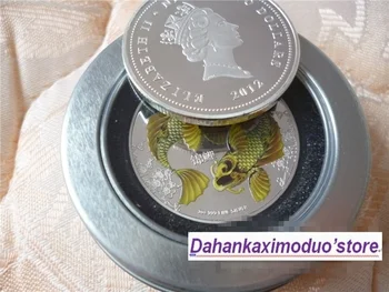 

Beautiful Koi Carp Fish animal plated silver COINS coin The British niue Birthday coin with box present gift free shipping