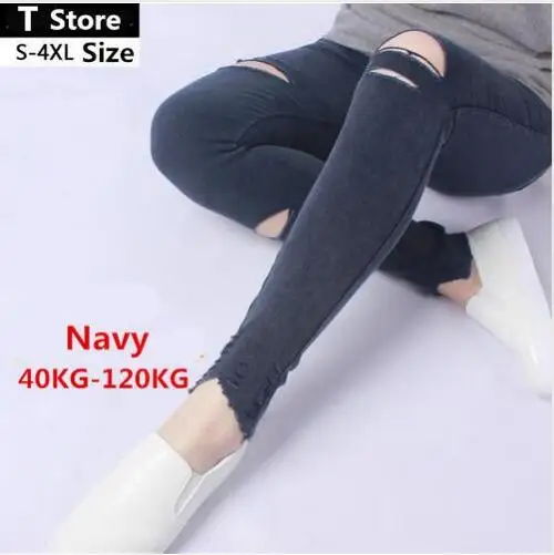 

2018 Summer Style White Hole Ripped Jeans Women eggings Cool Denim High Waist Pants Capris Female Skinny Black Casual Pants