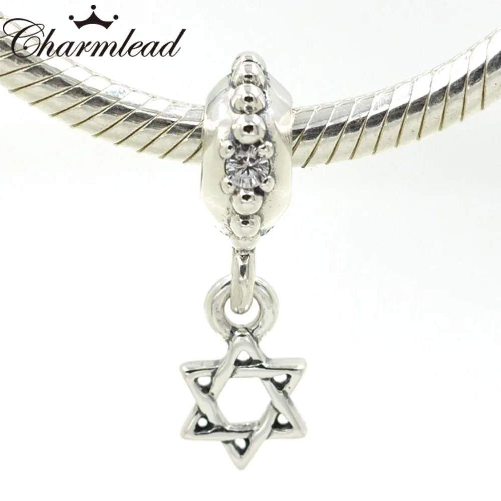 

Fits Pandora Charms Bracelet Authentic 925 Sterling Silver Charms David Star Charm Bead DIY Bracelets Necklaces Making