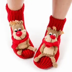 Бесплатная доставка, рождественские носки для женщин, носки-тапочки с Санта-Клаусом, украшения, рождественские подарки, Санта-снеговик и