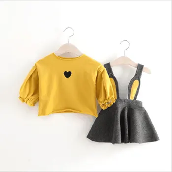 

Girl sets 2018 Summer New Baby Girls Clothes Casual Mini Baby Princess Dress Cute Cotton Rabbit Ears Kids Clothing 0-2Years