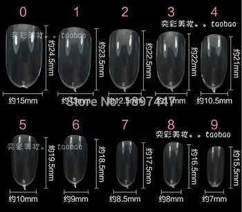 

500 pcs 10size Natural Beige/White/Clear Nail Art Round End Oval short Fake Nails Tips French Manicure False Nail Tips Beauty
