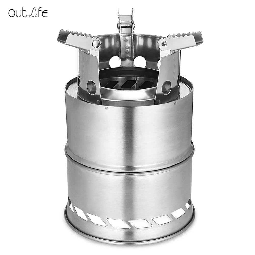 Outlife Stainless Steel Detachable Camping Stove Outdoor Firewood Stove