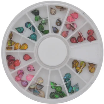 WUF 1 Wheel 60pcs 4 x 5mm Water-Drop Shape Japan Styles Shell Stone For DIY Nails Art Accessory Fashion Decorations Beauty Tools