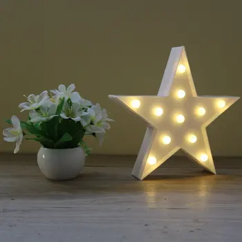 

Adeeing Star Shape Letters Light LED Plastic Marquee Light Battery Operated LED Marquee Sign Table Desk Home Decorations