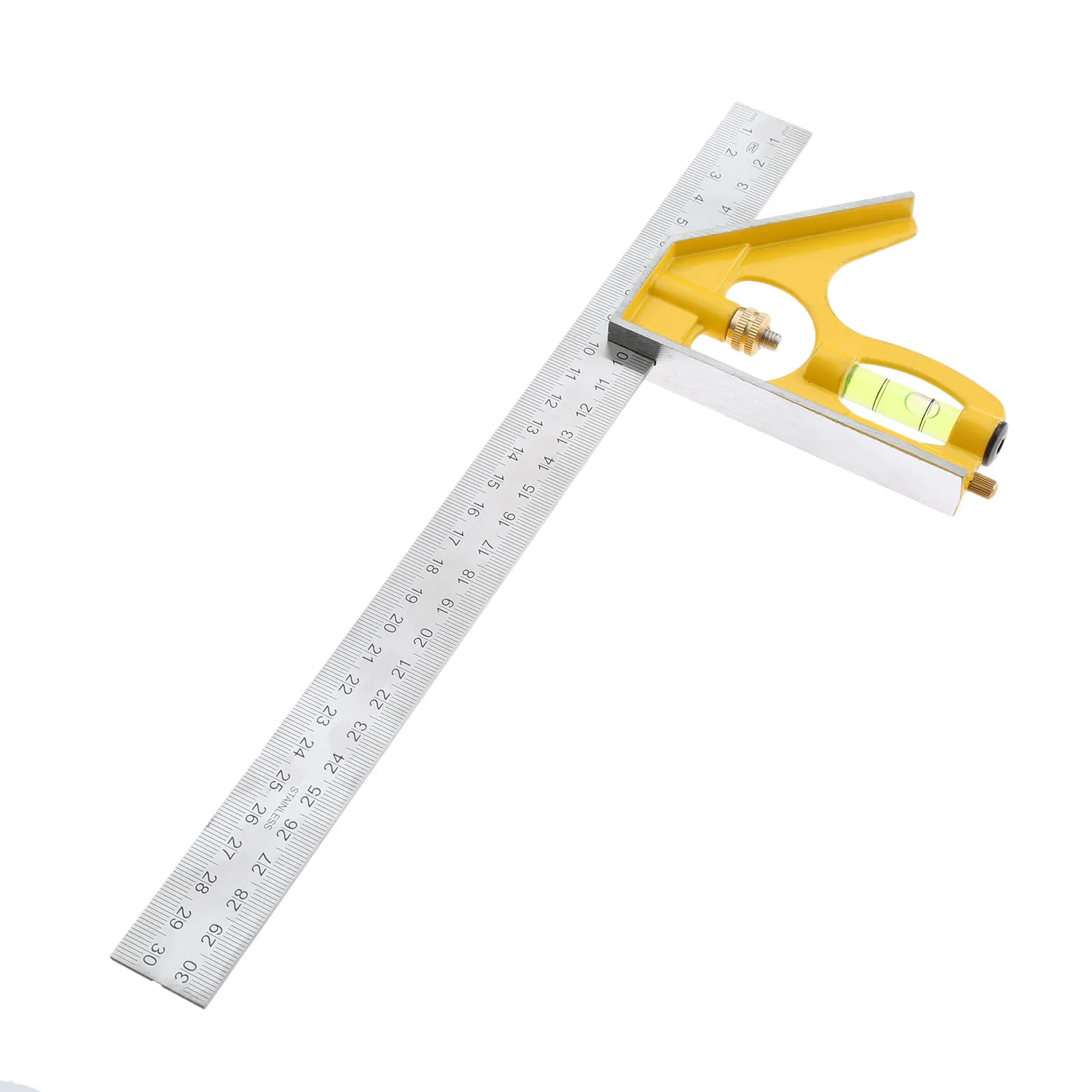 

DRELD 1pc Measuring Tool 300mm Combination Square Angle Ruler With Lock Bubble Level Multi-functional Stainless Steel Protractor