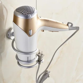 

Wall-mounted Bathroom Accessories Golden Hair Dryer Rack Hair Dryer Holder With Cup Home Hair Rack Hair Dryer Metal Frame