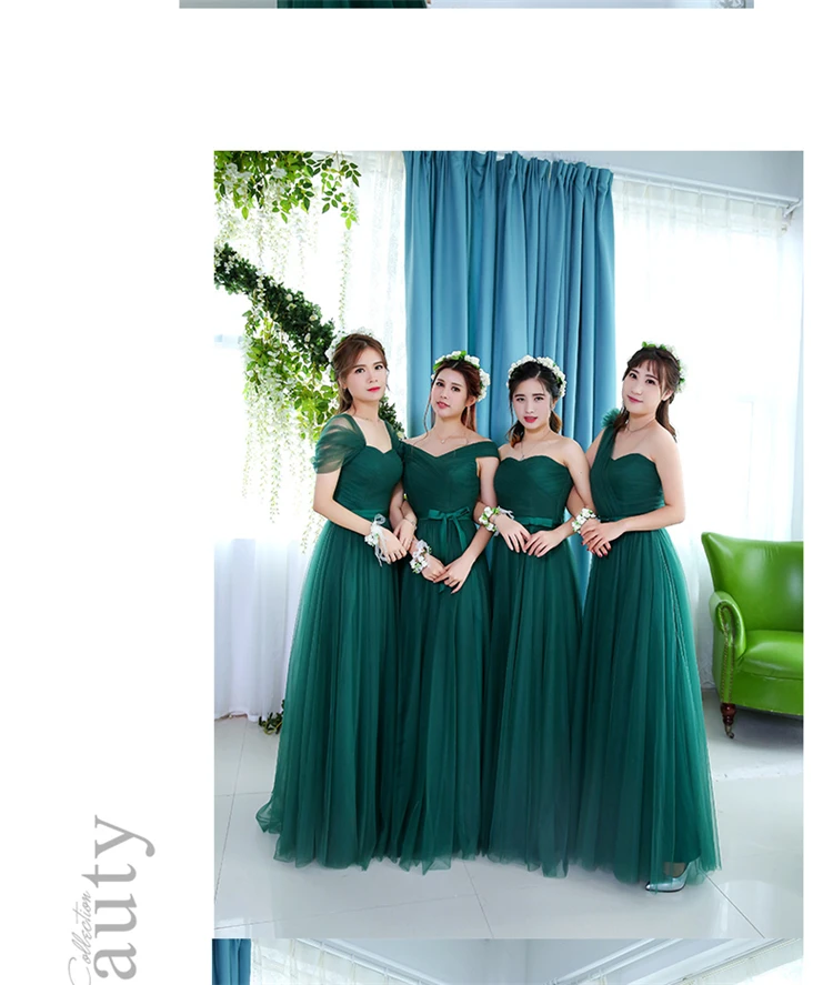 KSL133 Изумрудное новое длинное платье подружки невесты свадебное платье