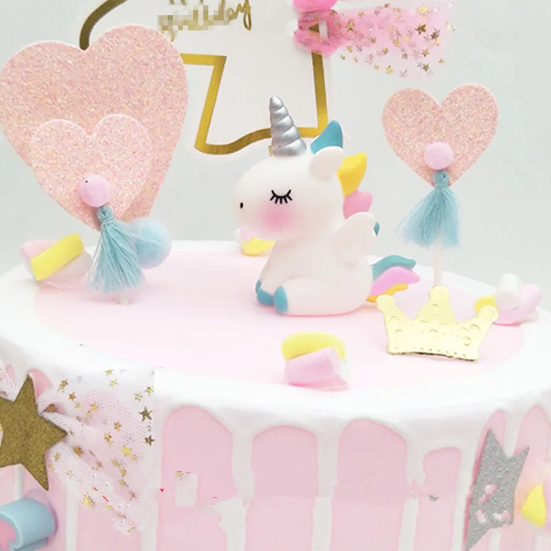 

Unicorn Cupcake Topper Wings Unicorn Cake Ornaments Set for Happy Birthday Cake Decoration Baby Shower Wedding Party Supplies