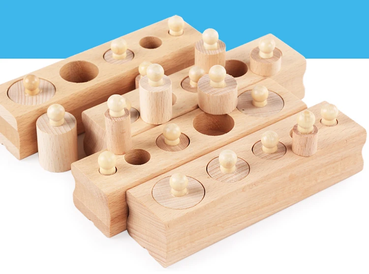 Logwood Wooden toys Montessori Educational Cylinder Socket Blocks Toy Baby Development Practice and Senses