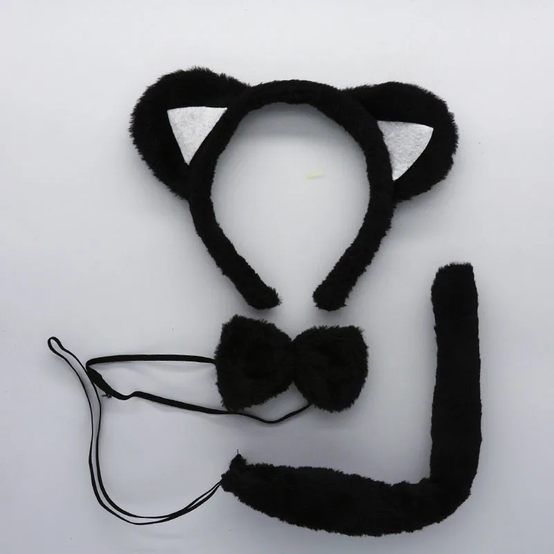 

Kids Adult Animal Ear Headband Bow Tail 3pc set Cat Cosplay Birthday Party Favor For Girls Boy Party Halloween Christmas
