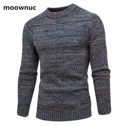 2018 весна и осень О воротник свитера Для мужчин s разноцветный Slim Fit Зимний пуловер Для мужчин тенденция вязаный свитер Для мужчин