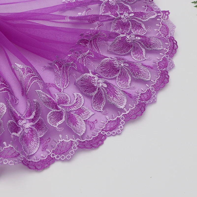 2 метра красочная эластичная кружевная ткань стрейч кружевная отделка эластичный DIY ремесло для шитья вышитая кружевная отделка для одежды 15-22 см Ширина - Цвет: purple flower