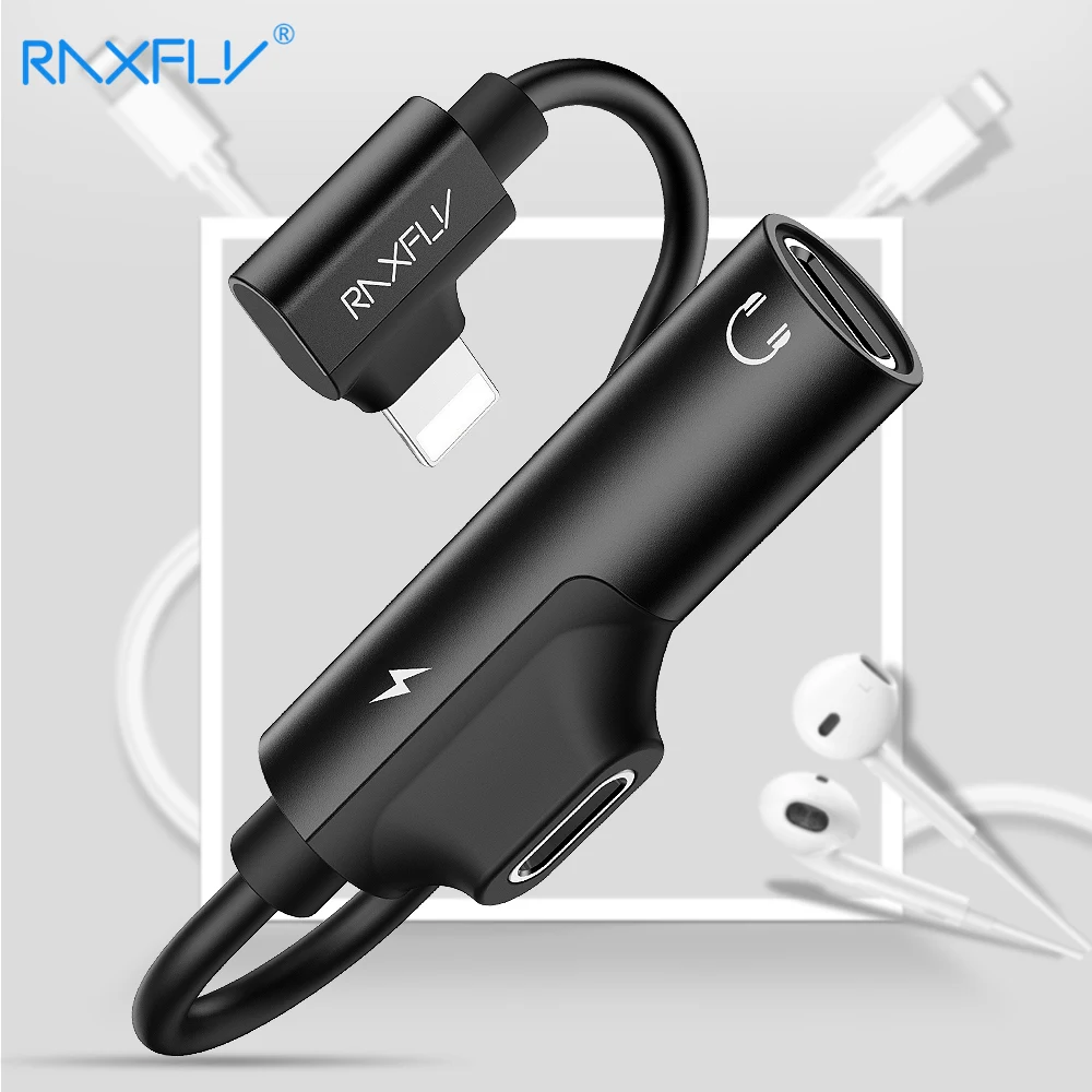Goedkoop RAXFLY 2 in 1 Luisteren amp; Opladen Adapter Voor iPhone 7 Plus Kabel Voor Bliksem Lader Oortelefoon Jack Splitter Voor iPhone 8 Plus