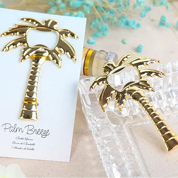 

100 pcs Gold Golden Palm Breeze Chrome Palm Tree Bottle Can Opener Openers wedding Party Baby shower favor gift Favors