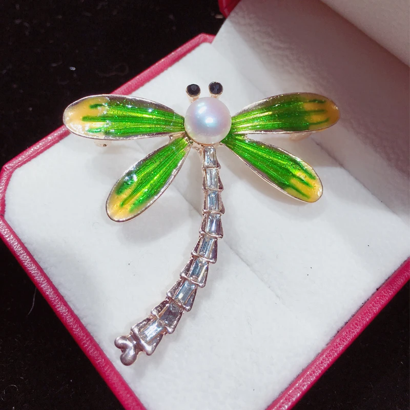 Pearl Brooch Simple Dragonfly Brooch For Women Enamel Brooch Pins Natural  Freshwater Pearl Jewelry Accessories